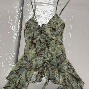 Butterfly Print Spaghetti Strap Dress